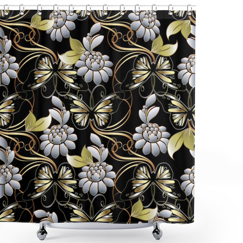 Personality  Baroque Floral Seamless Pattern. Shower Curtains