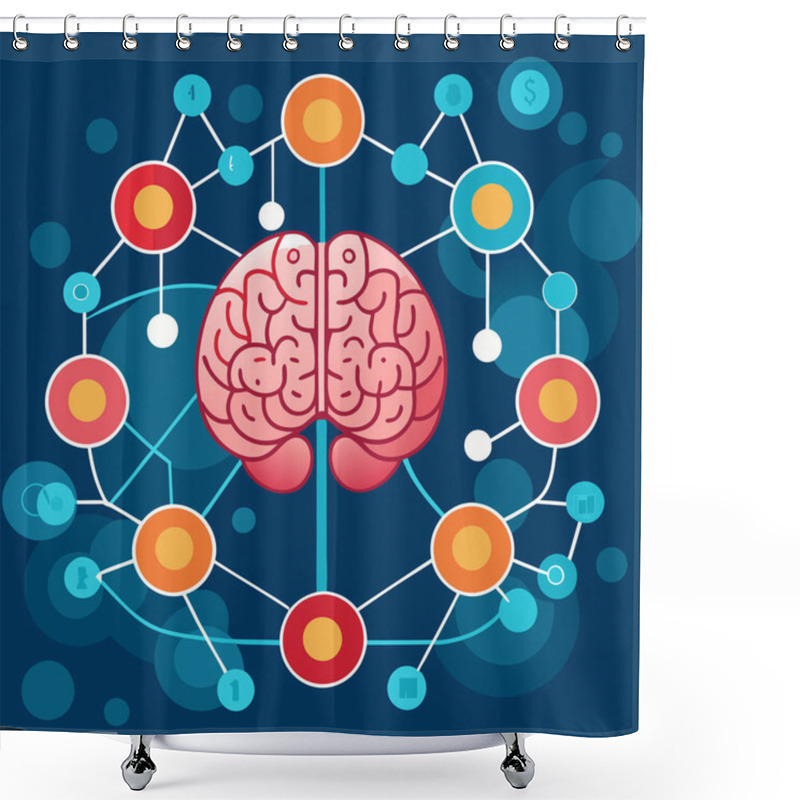 Personality  A Captivating Design Featuring AI Brains With Neural Connections Repeating In Various Sizes. This Pattern Symbolizes The Complexity, Scalability, And Interconnected Nature Of Artificial Intelligence And Neural Networks. Shower Curtains