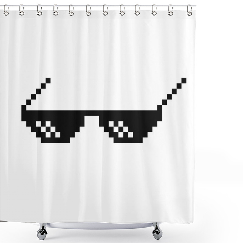 Personality  Pixel Art Glasses. Thug Life Meme Glasses Isolated On White Background Shower Curtains