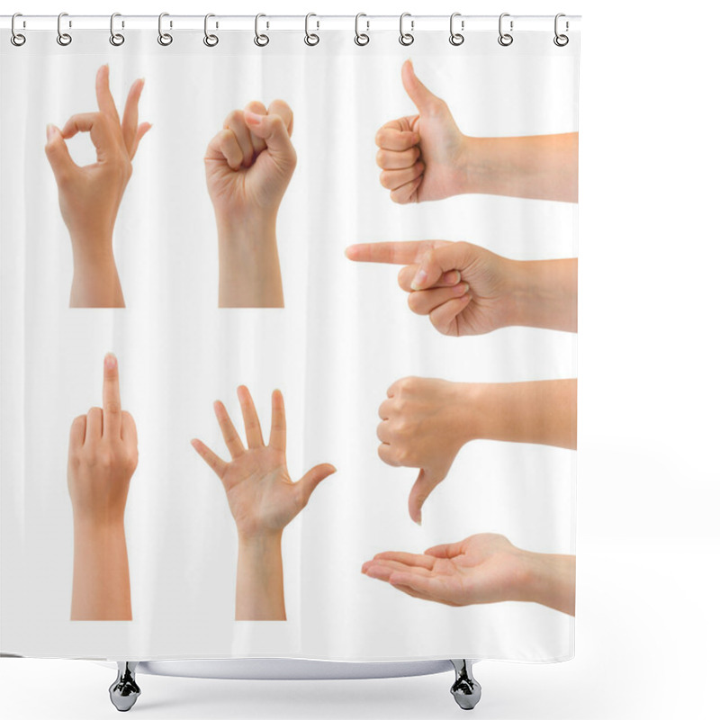 Personality  Set Of Gesturing Hands Shower Curtains