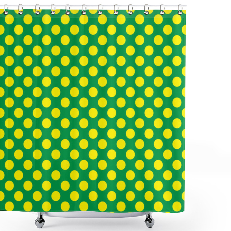 Personality  Seamless Vector Yellow Polka Dots Pattern On Green Background Shower Curtains