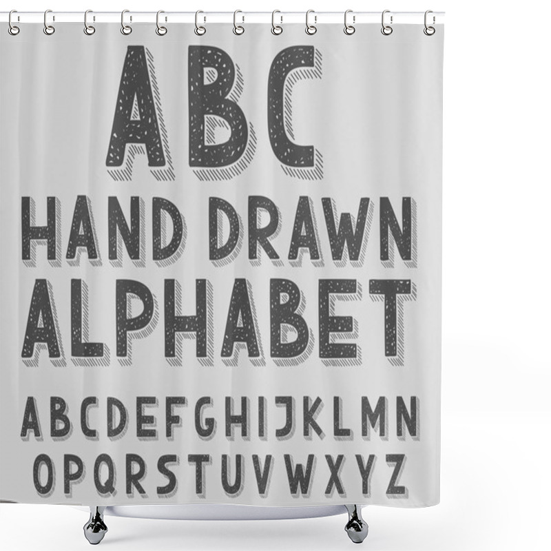 Personality  Hand Drawn Doodle Sketch Abc Alphabet Letters, Vector Illustration. Shower Curtains