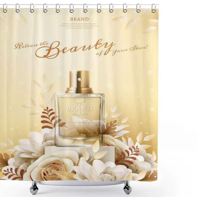 Personality  Perfume Ads With Paper Flowers Shower Curtains