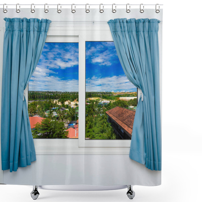 Personality  View From The Hotel Window Resort Tropics Sea Coast Shower Curtains