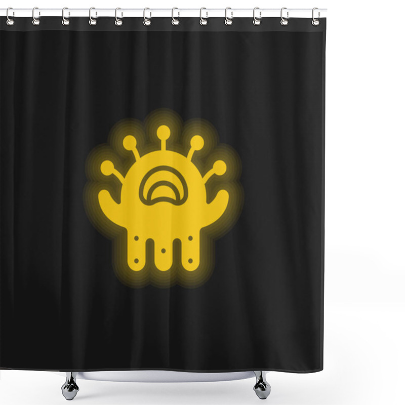 Personality  Alien Yellow Glowing Neon Icon Shower Curtains