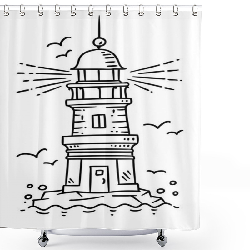 Personality  Lighthouse Building On The Rock Shower Curtains