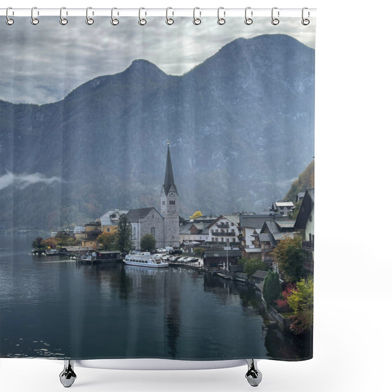 Personality  Hallstatt, Austria. Mountain Village In The Austrian Alps, Salzkammergut Region, Austria Alps. Europe. Shower Curtains