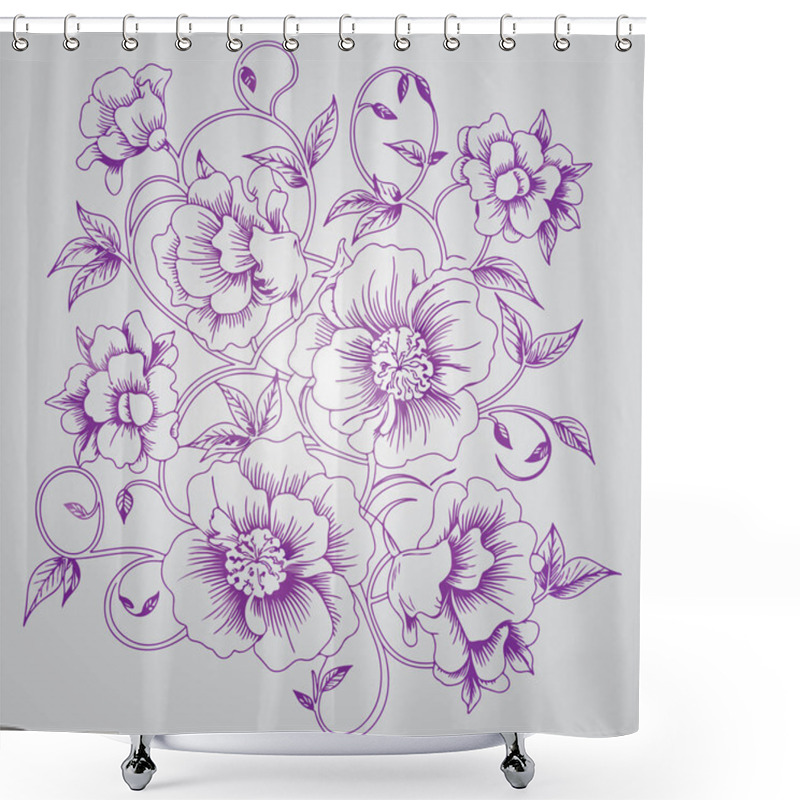 Personality  A Hand Drawn Illustration Floral Ornament With Flowers And Leaves Shower Curtains