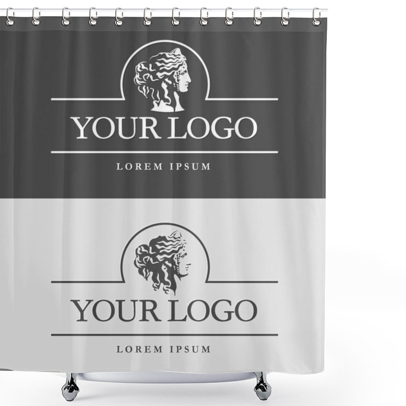 Personality  Ancient Greece Woman Head. Greek Or Roman Goddess Face. Logo Design Template. Shower Curtains