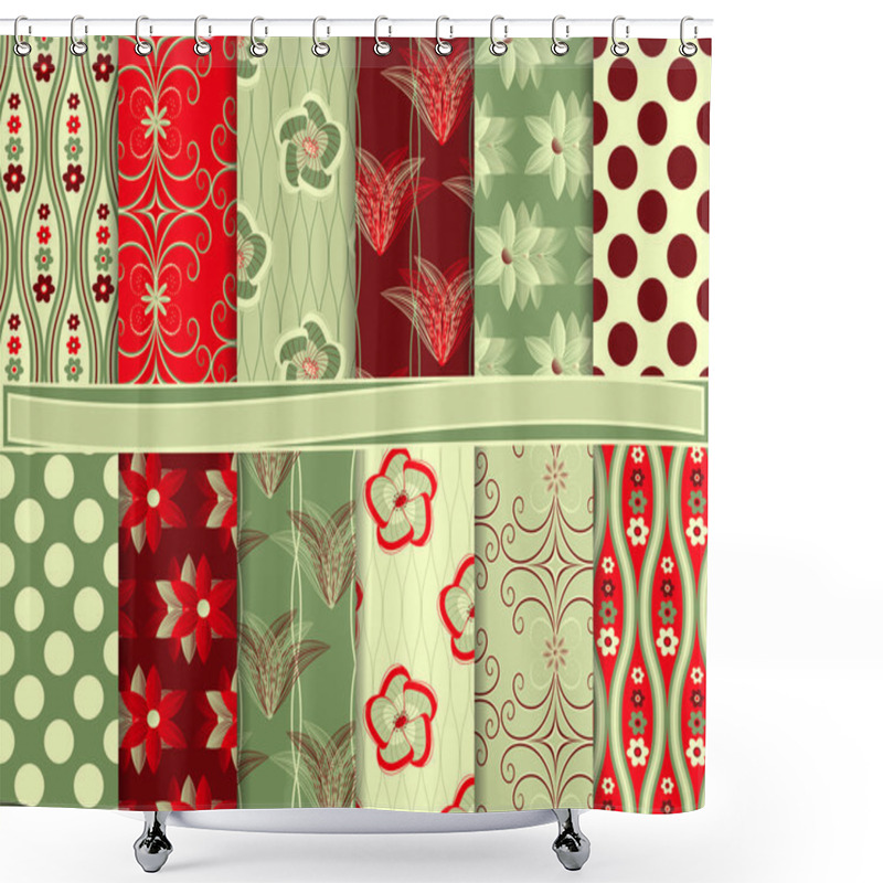 Personality  Abstract Floral Vector Set Of Scrapbook Paper Shower Curtains