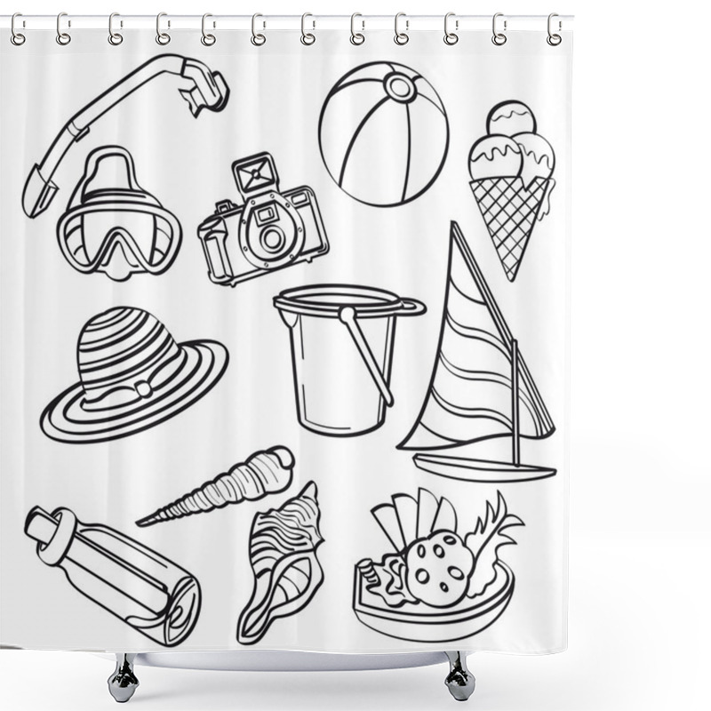 Personality  Summer Beach Elements Shower Curtains