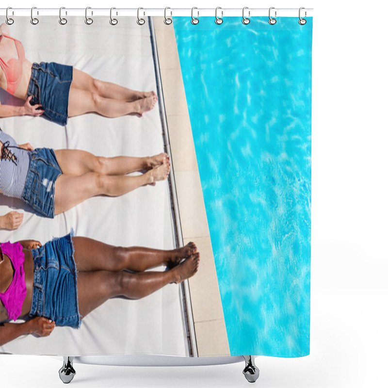 Personality  People Lying Near Pool Shower Curtains