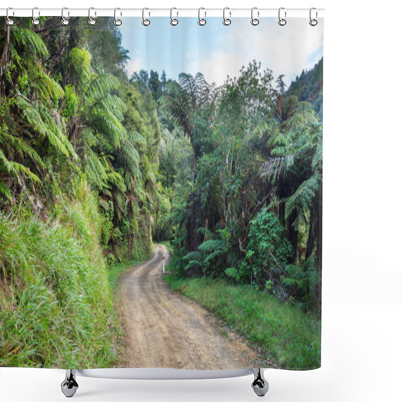 Personality  Road In Remote Jungle In New Zealand Shower Curtains