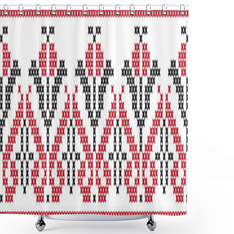 Personality  Embroidered Pattern On Transparent Background Shower Curtains