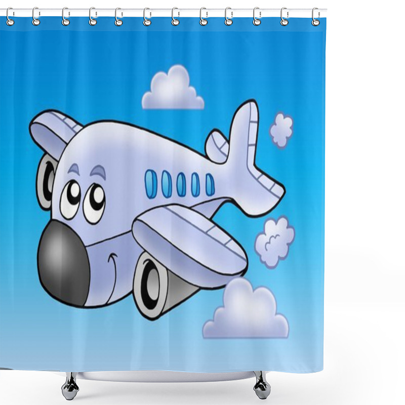 Personality  Cute Flying Airplane Shower Curtains