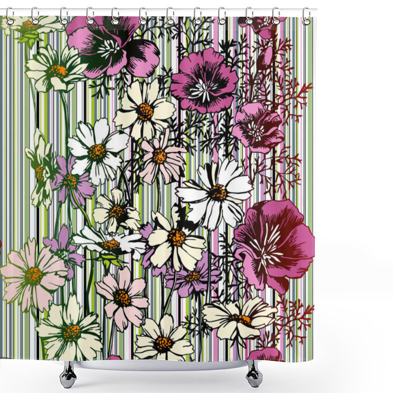 Personality  Seamless Flower Pattern Shower Curtains