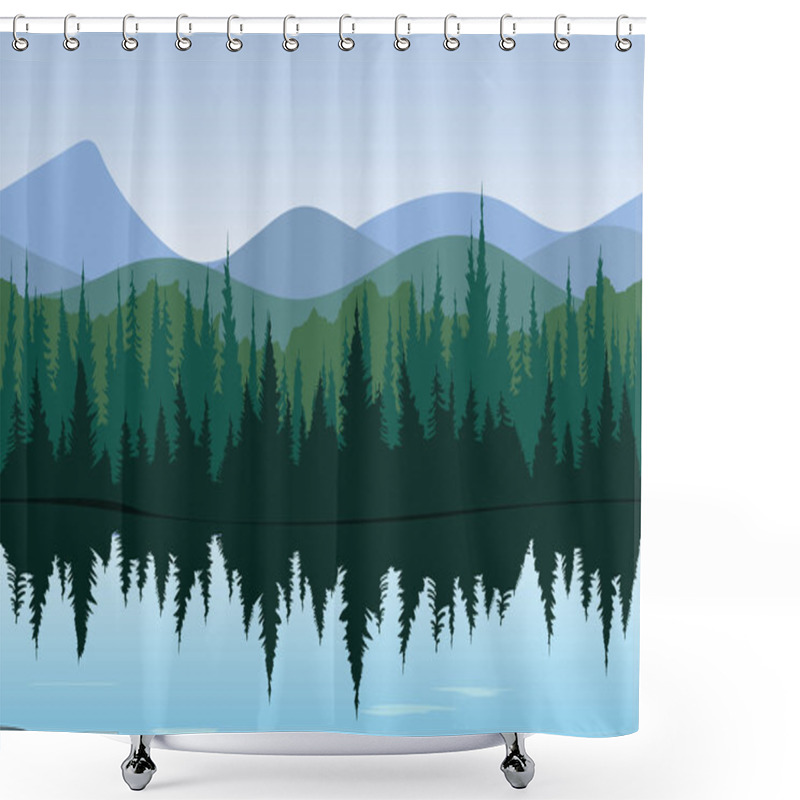 Personality  Forest Lake Panorama Shower Curtains