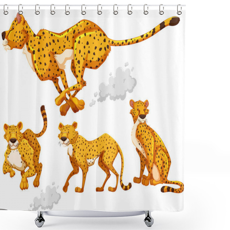 Personality  Cheetah In Four Different Actions Shower Curtains