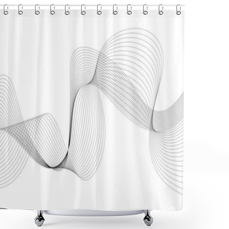 Personality  Abstract Curved Lines Of Fluid Motion. Vector Illustration Shower Curtains