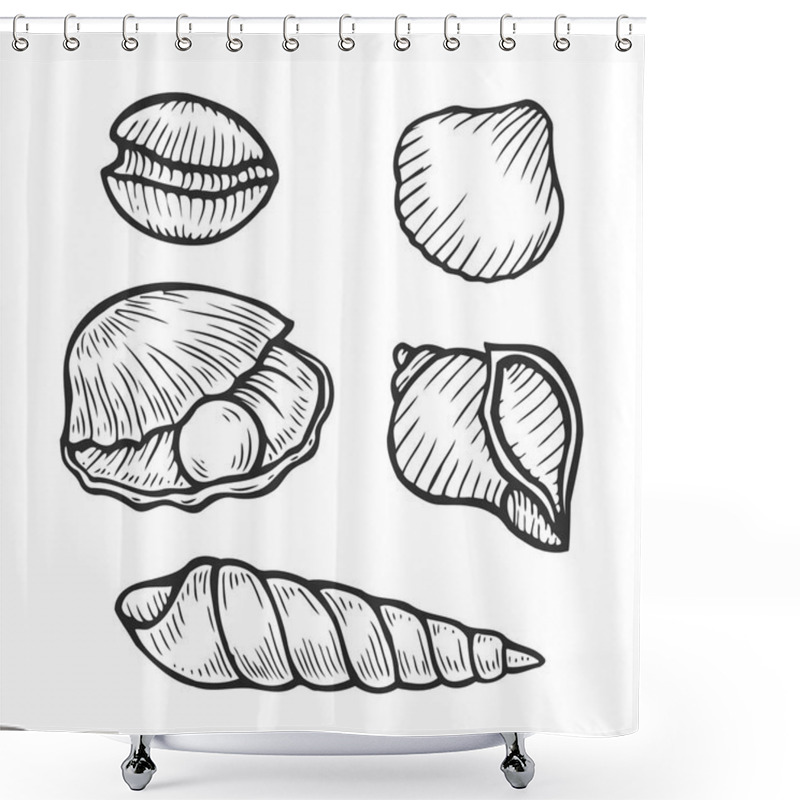 Personality  Set Of Seafood Icons Shower Curtains