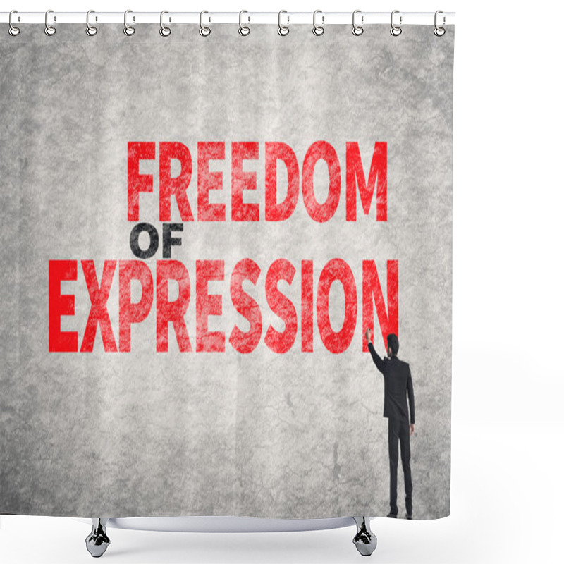 Personality  Text On Wall, Freedom Of Expression Shower Curtains