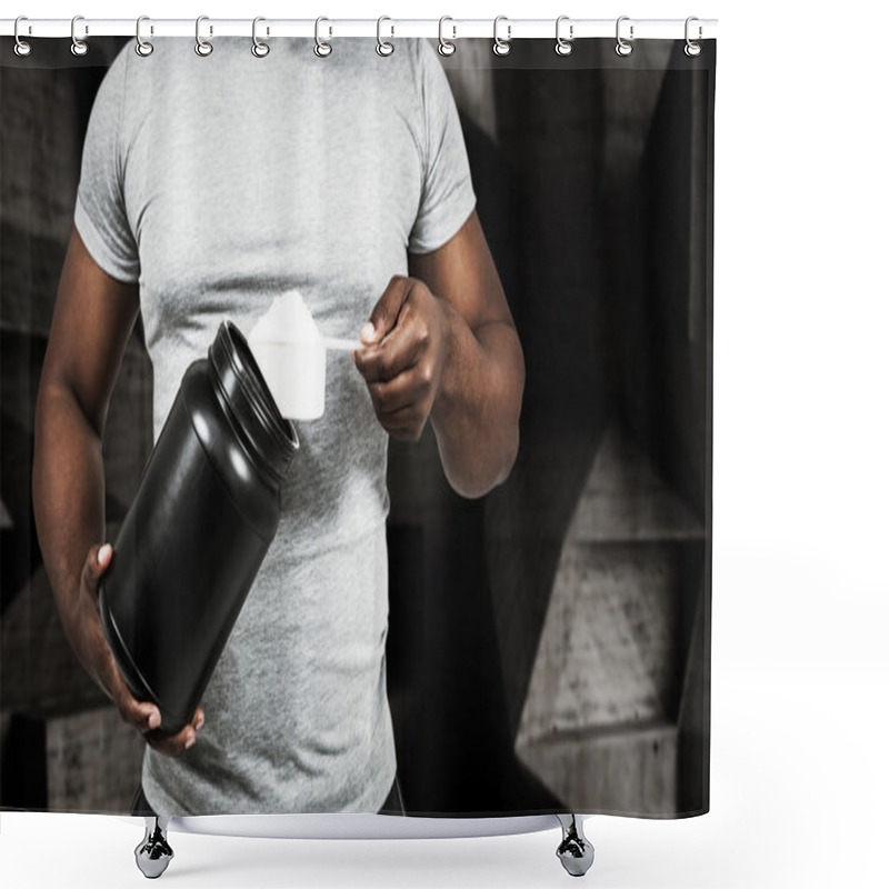 Personality  Fit Man Scooping Protein Powder Shower Curtains