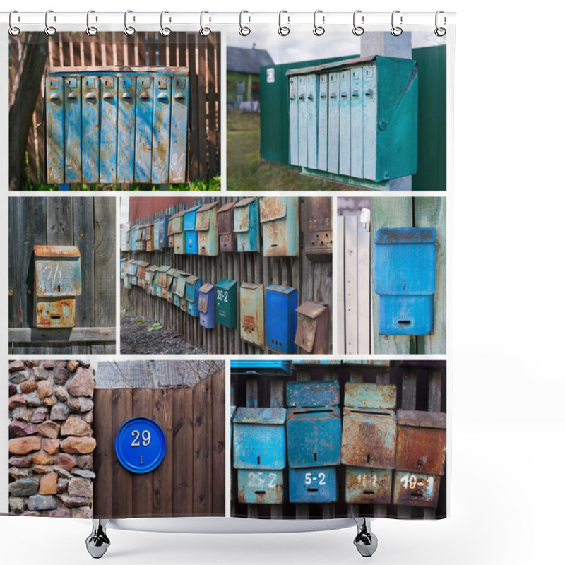 Personality  Photo Collage Of Old Mailboxes Shower Curtains