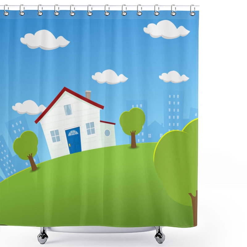 Personality  House On A Rounded Earth Shower Curtains