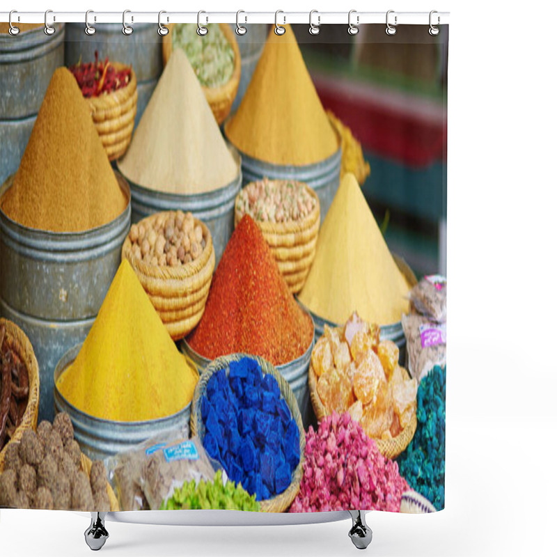 Personality  Selection Of Spices On A Moroccan Market Shower Curtains