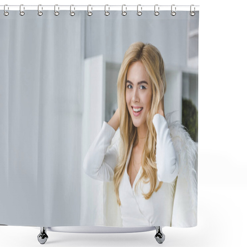 Personality  Attractive Smiling Woman Shower Curtains