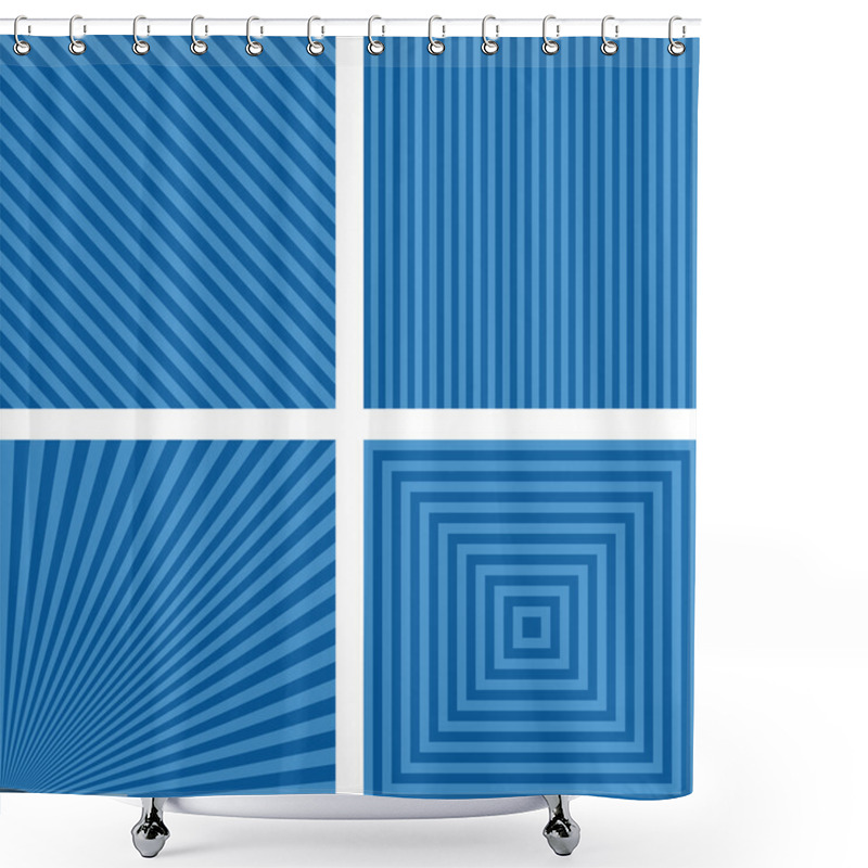 Personality  Blue Simple Striped Background Set Shower Curtains