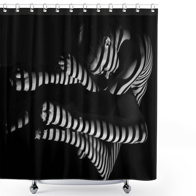 Personality  The Nude Woman With Black And White Zebra Stripes Shower Curtains