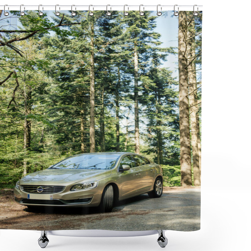 Personality  Hybrid Volvo S60 Executive Car Parked In The Middle Of Green For Shower Curtains