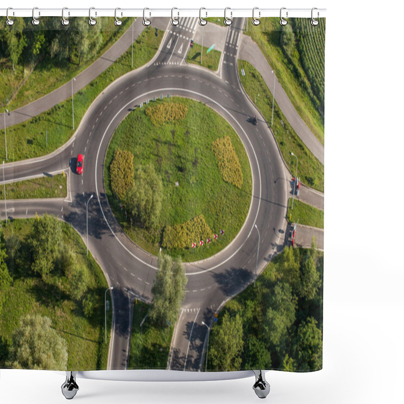 Personality  Aerial View Of Roundabout Shower Curtains