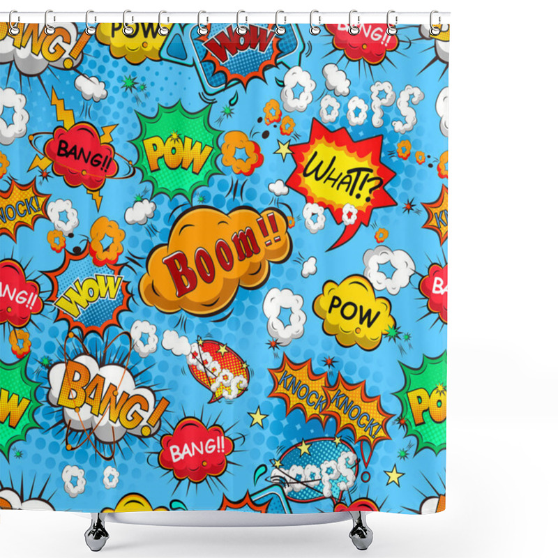 Personality  Comic Speech Bubbles Seamless Pattern Vector Shower Curtains