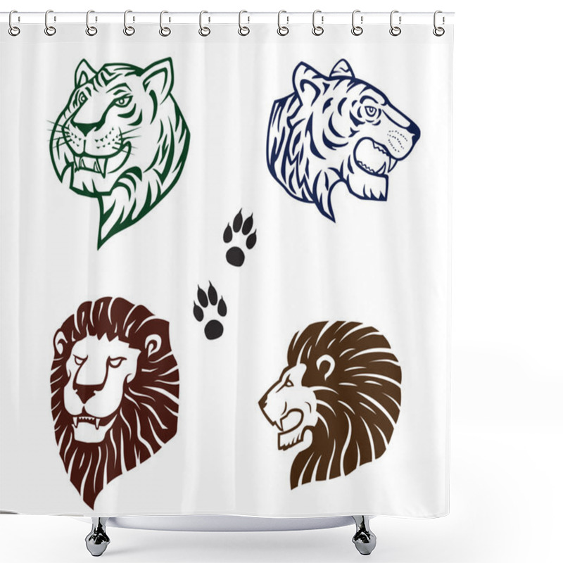 Personality  Tigers And Lions Heads Shower Curtains