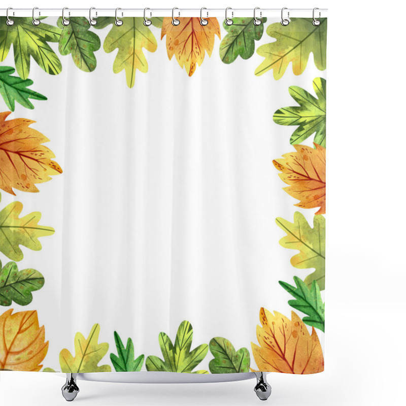 Personality  Watercolor Floral Frame With Pattern Of Autumn Leaves, Branches, Twigs, Wedding And Botanical Concepts,  Shower Curtains