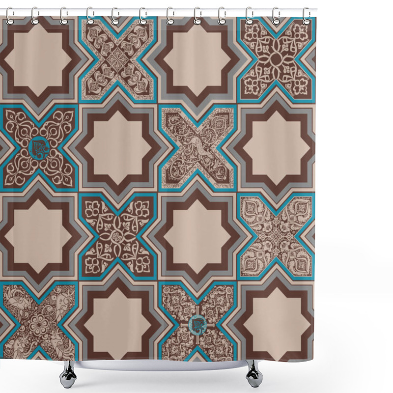 Personality  Seamless Pattern In The Style Of Tile With Persian Ornament. Shower Curtains