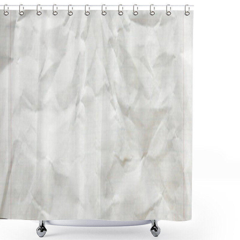 Personality  Top View Of Empty Crumpled Paper White Texture, Panoramic Shot Shower Curtains