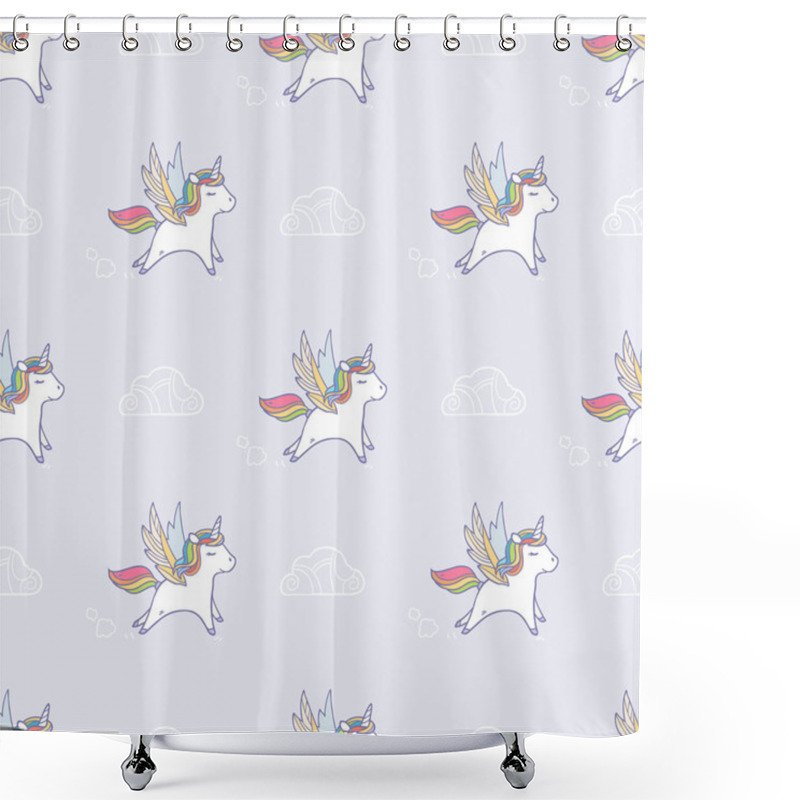 Personality  Cute Seamless Pattern With Pegasus  Shower Curtains