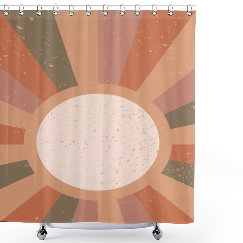 Personality  The Sun. Minimalist Geometric Wall Art. Abstract Landscape For Boho Aesthetic Interior. Home Decor Wall Print. Soft Pink, Terracotta Colors With Mustard Hues. Sun Contemporary Printable Illustration Shower Curtains