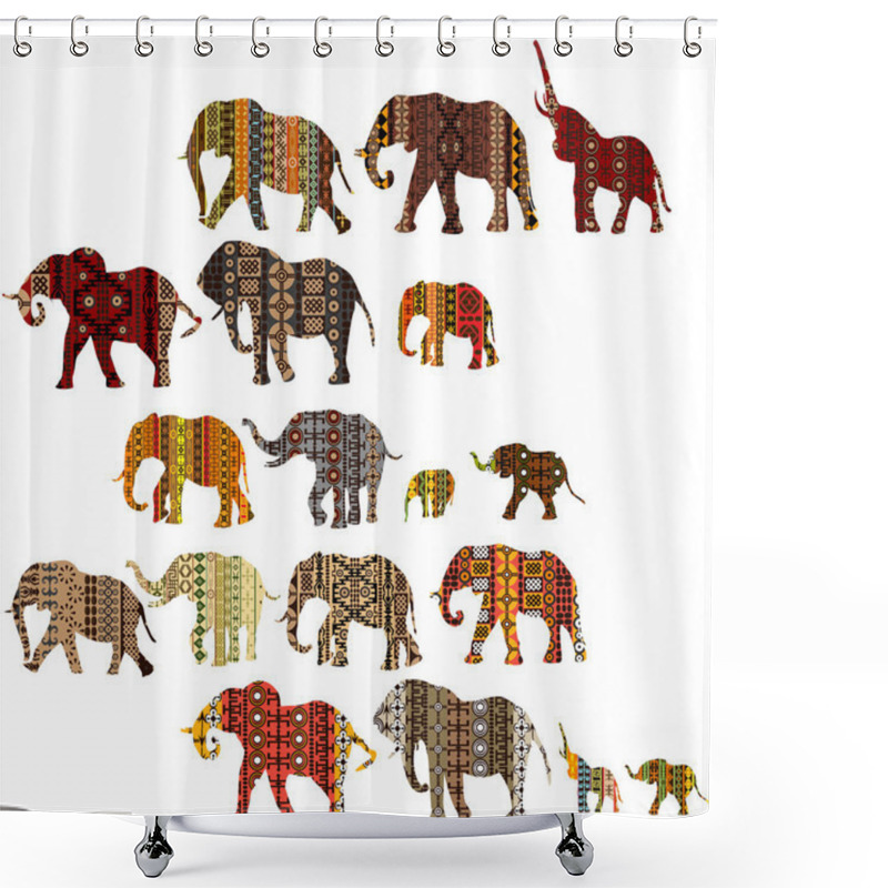 Personality  Set Of Patterned Elephants Shower Curtains