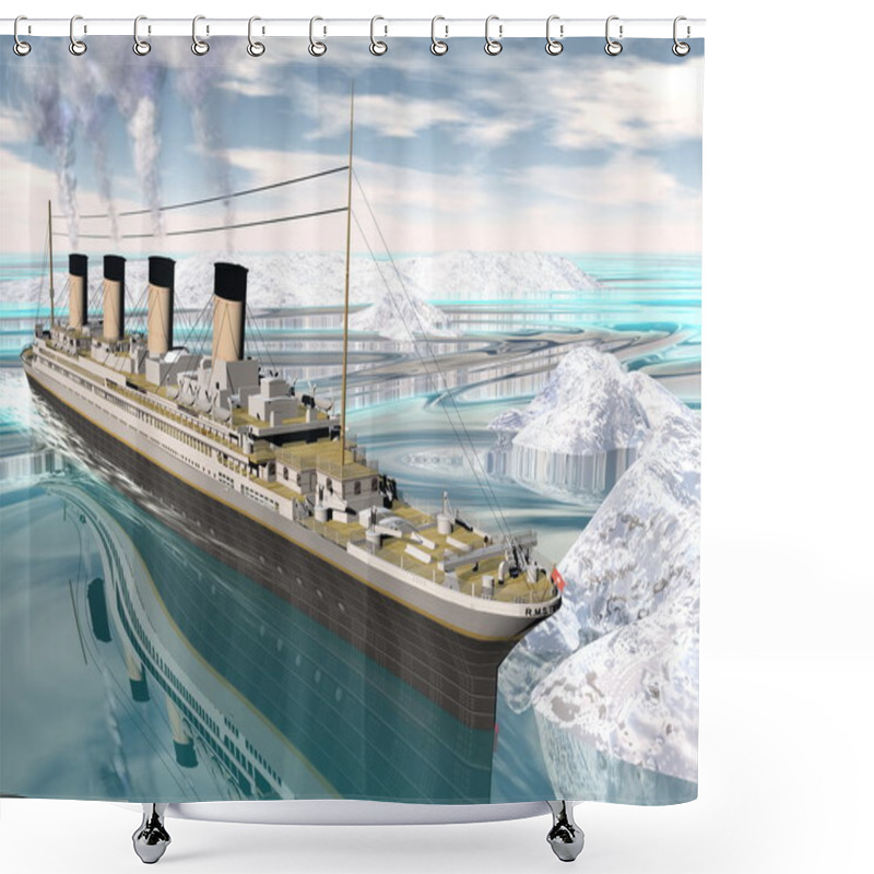 Personality  Titanic Ship - 3D Render Shower Curtains