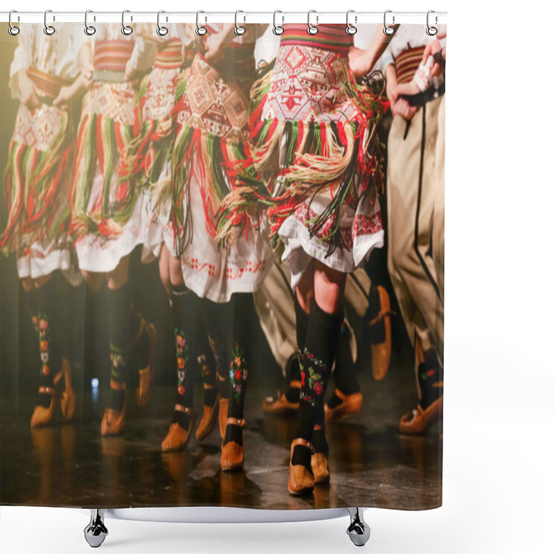 Personality  Young Serbian Dancers In Traditional Costume. Folklore Of Serbia. Shower Curtains