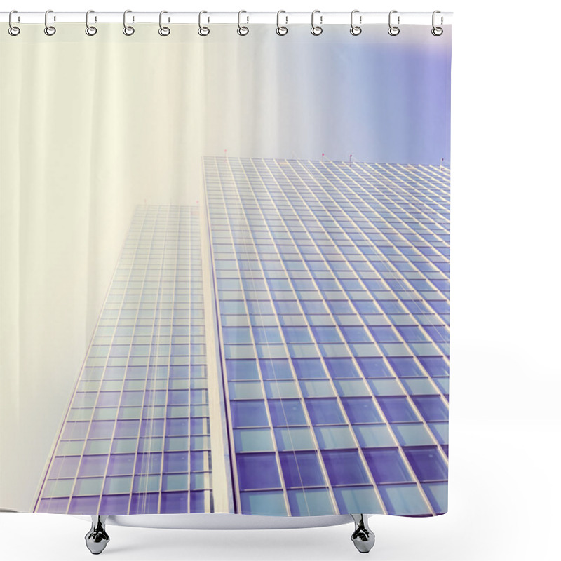 Personality  Office Buildings. Modern Glass Silhouettes Of Skyscrapers  With  Shower Curtains