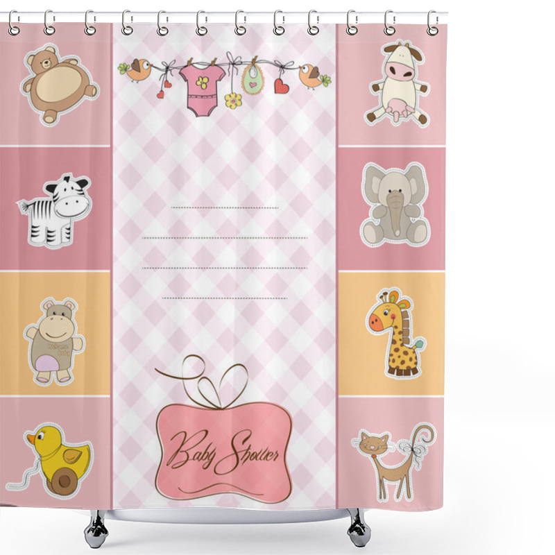 Personality  New Baby Girl Announcement Card Shower Curtains