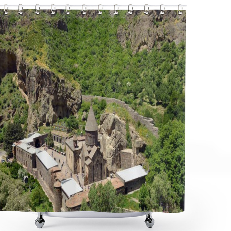 Personality  ARMENIA-Geghard Monastery Is An Exceptional Architectural Construction Partially Carved Into The Rock Of An Adjacent Mountain Shower Curtains