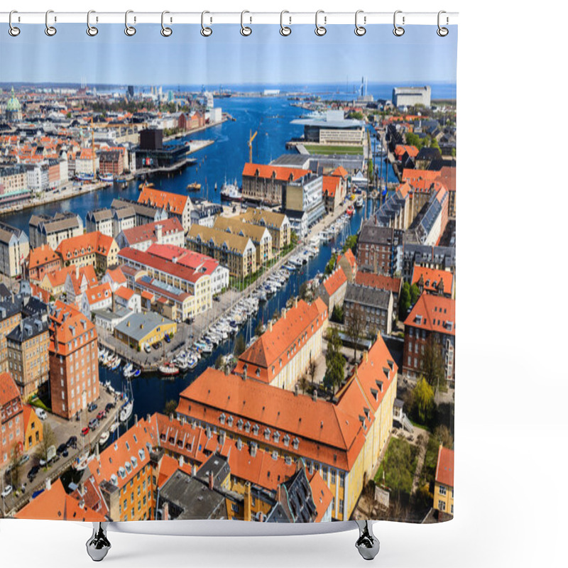 Personality  Aerial View On Roofs And Canals Of Copenhagen, Denmark Shower Curtains