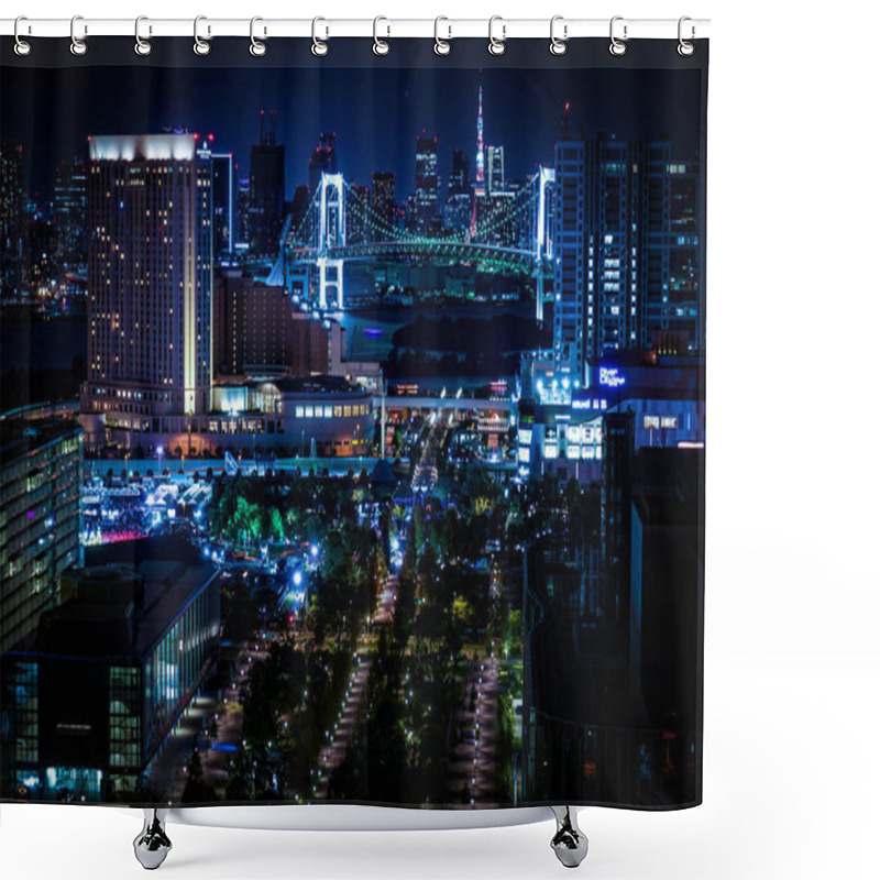 Personality  Night View Of Tokyo Seen From Odaiba, Tokyo Shower Curtains