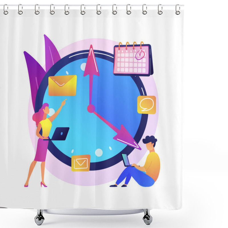 Personality  Time Management Abstract Concept Vector Illustration. Time Tracking Tool, Management Software, Effective Planning, Productivity At Work, Clock, Control System, Project Schedule Abstract Metaphor. Shower Curtains